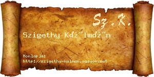 Szigethy Kálmán névjegykártya